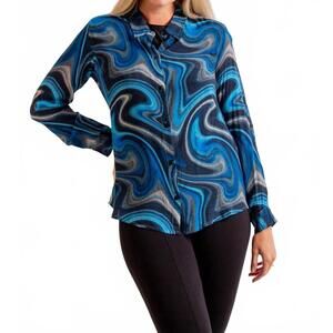 NEW APNY button up top in multi blue